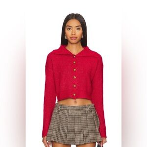 Women's Red Button-Up Sweater